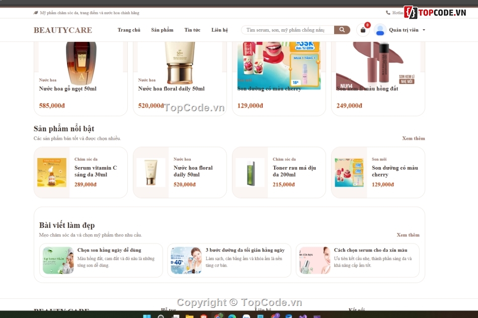 giao diện web,web mỹ phẩm,website mỹ phẩm